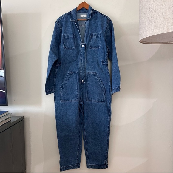 NWT Still Here Selma jumpsuit in farm blue size large - Picture 3 of 9